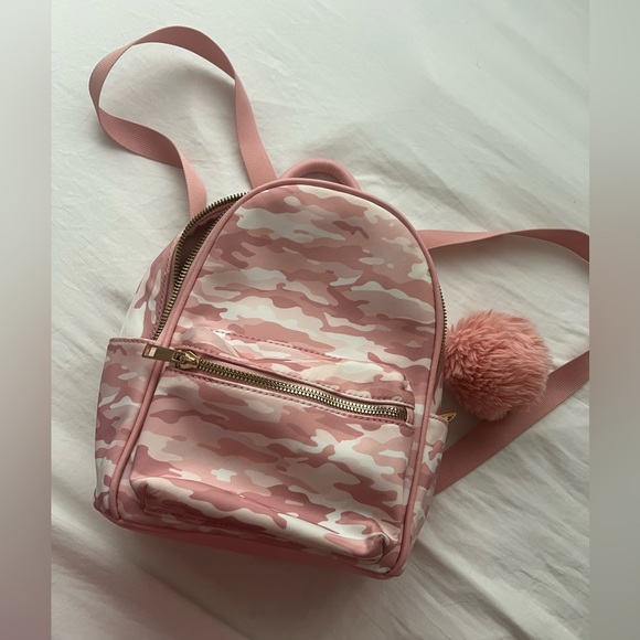 Pink army camouflage mini backpack top handle purse - Picture 1 of 4